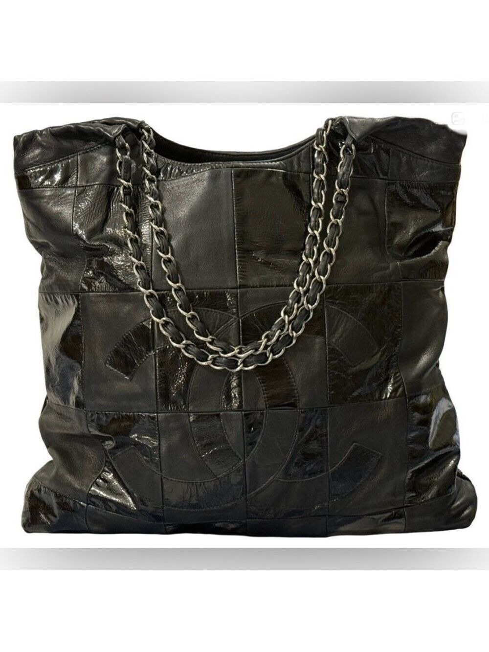 Chanel Brooklyn Cabas Tote Black Patchwork CC Chain Shoulder Bag